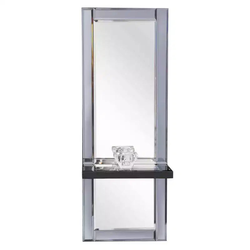 Howard Elliott Rectangle Emerson Decorative Wall Mirror Gray : Modern Style, Wood Frame, 24"x9", No Assembly Required
