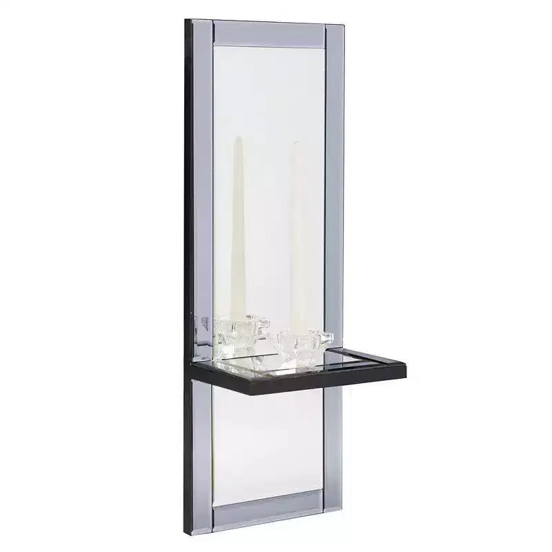 Howard Elliott Rectangle Emerson Decorative Wall Mirror Gray : Modern Style, Wood Frame, 24"x9", No Assembly Required