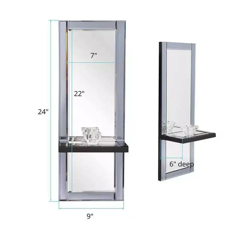 Howard Elliott Rectangle Emerson Decorative Wall Mirror Gray : Modern Style, Wood Frame, 24"x9", No Assembly Required