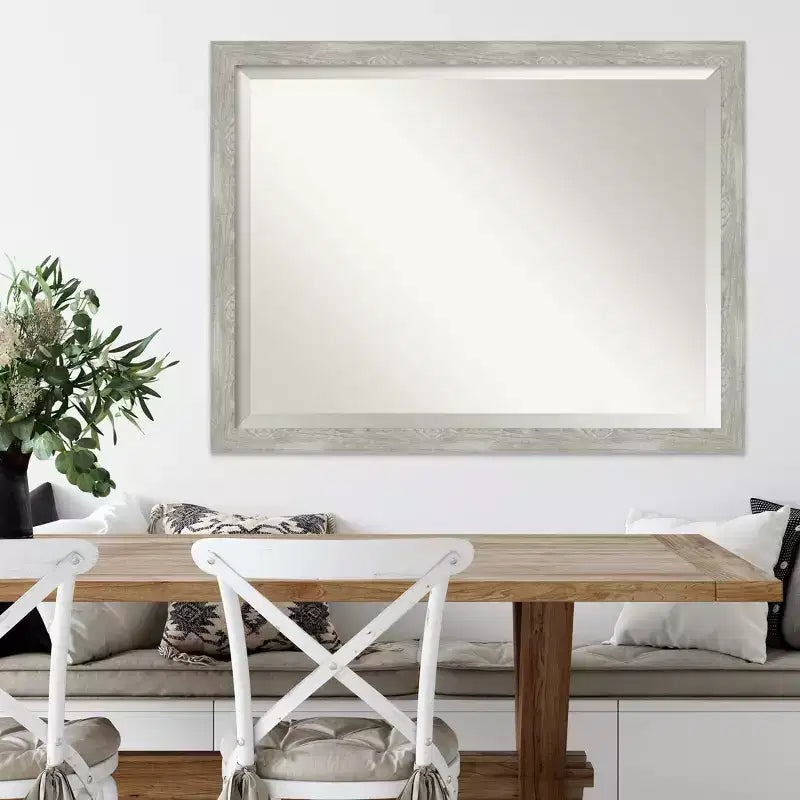 44" x 34" Dove Narrow Framed Wall Mirror Graywash - Amanti Art: Modern Beveled, Entryway Decor, No Assembly Required