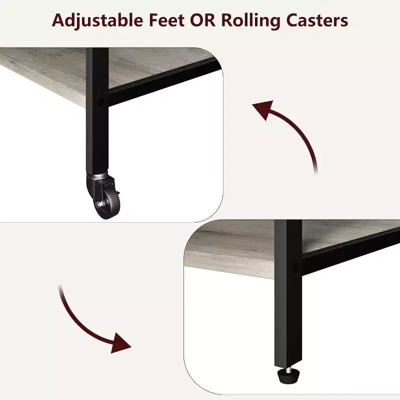 Large Printer Stand w/ Power Outlets & USB, 4-Tier Rolling Printer Cart, Mobile Table w/ Wheels for Home Office, CPU, 23.7 Wide