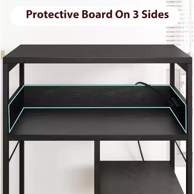 Large Printer Stand w/ Power Outlets & USB, 4-Tier Rolling Printer Cart, Mobile Table w/ Wheels for Home Office, CPU, 23.7 Wide