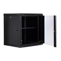 Wall Mount Network Cabinet with Glass Door - Steel Server Rack with Cooling Fan Holes & Lock for Router and WiFi Equipment