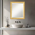 Amanti Art Owen Gold Beveled Wood Framed Bathroom Vanity Wall Mirror