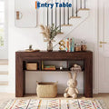 63 Slim Console Table with 3 Open Shelves, Rustic Narrow Sofa Table for Behind Couch, 3-Tier Long Entryway Table for Hallway, Wood Frame