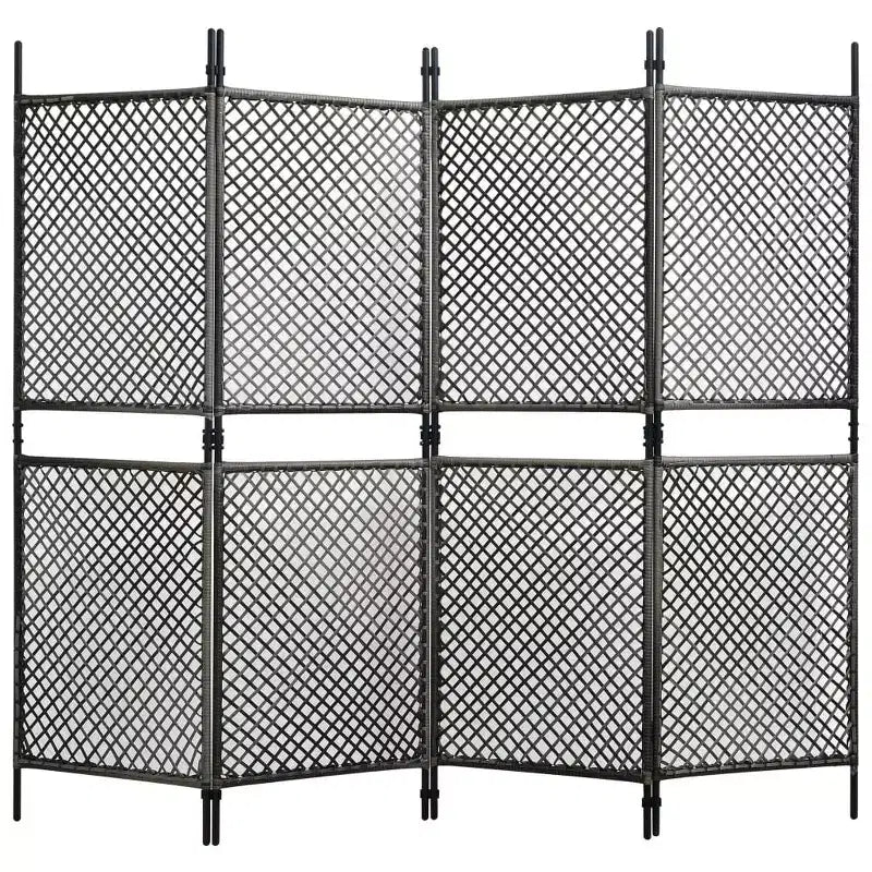 vidaXL 4-Panel Room Divider Poly Rattan Anthracite 94.5x78.7