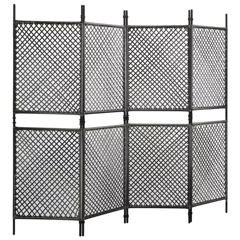 vidaXL 4-Panel Room Divider Poly Rattan Anthracite 94.5x78.7