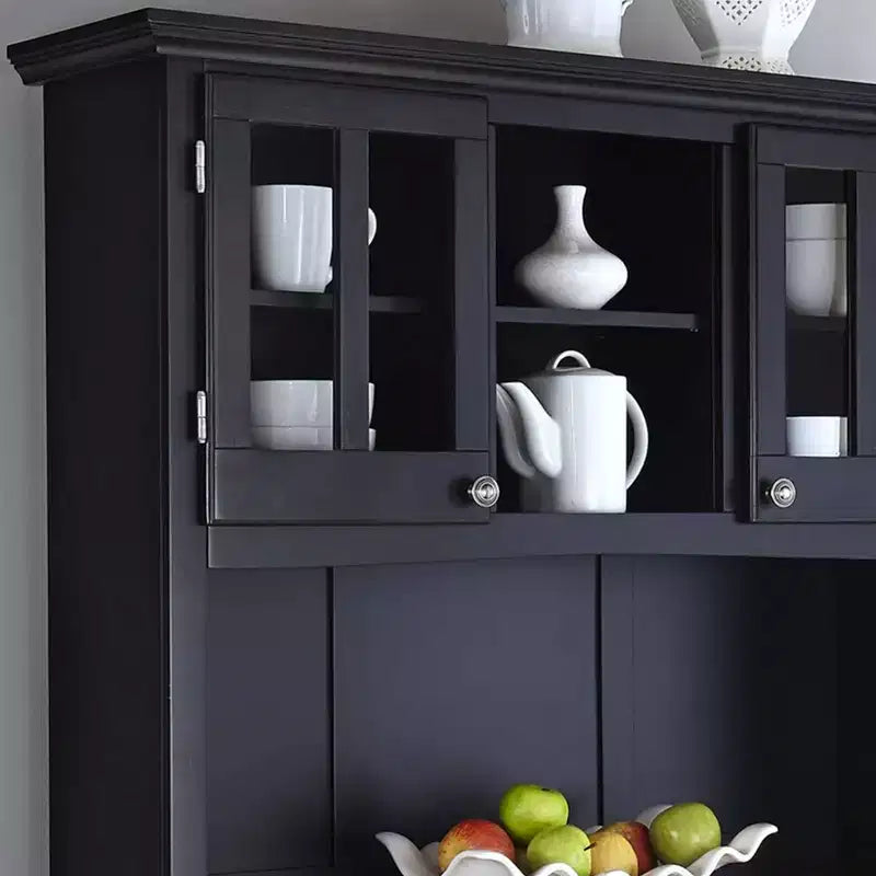 Large Buffet of Buffets Server with Hutch and Oak Top Black - Homestyles