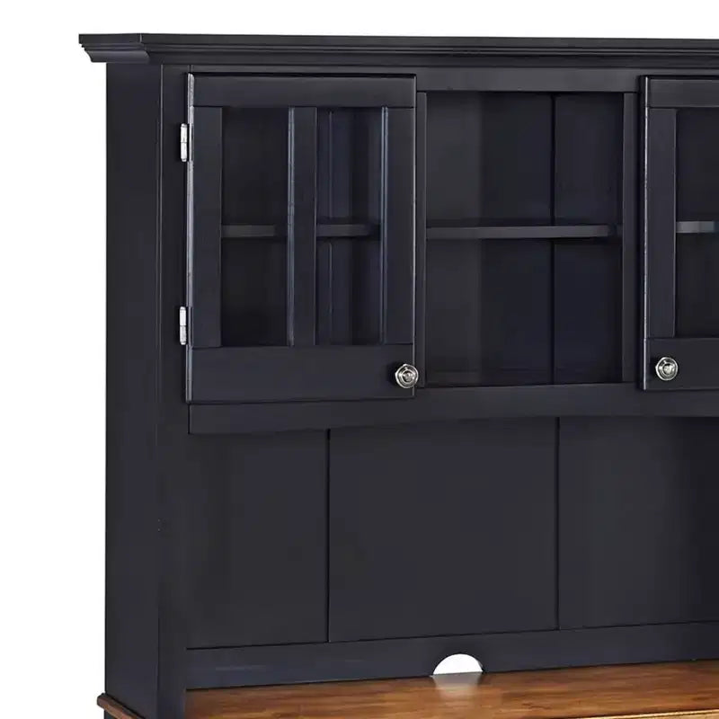 Large Buffet of Buffets Server with Hutch and Oak Top Black - Homestyles