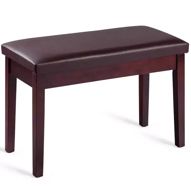 Costway PU Leather Piano Bench Padded Double Duet Keyboard Seat Storage Brown