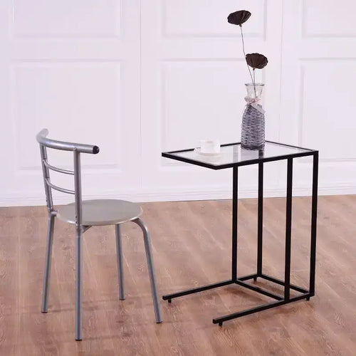 Costway 2PCS Coffee Tray Side Sofa End Table Ottoman Couch Stand TV Lap W/Glass Top